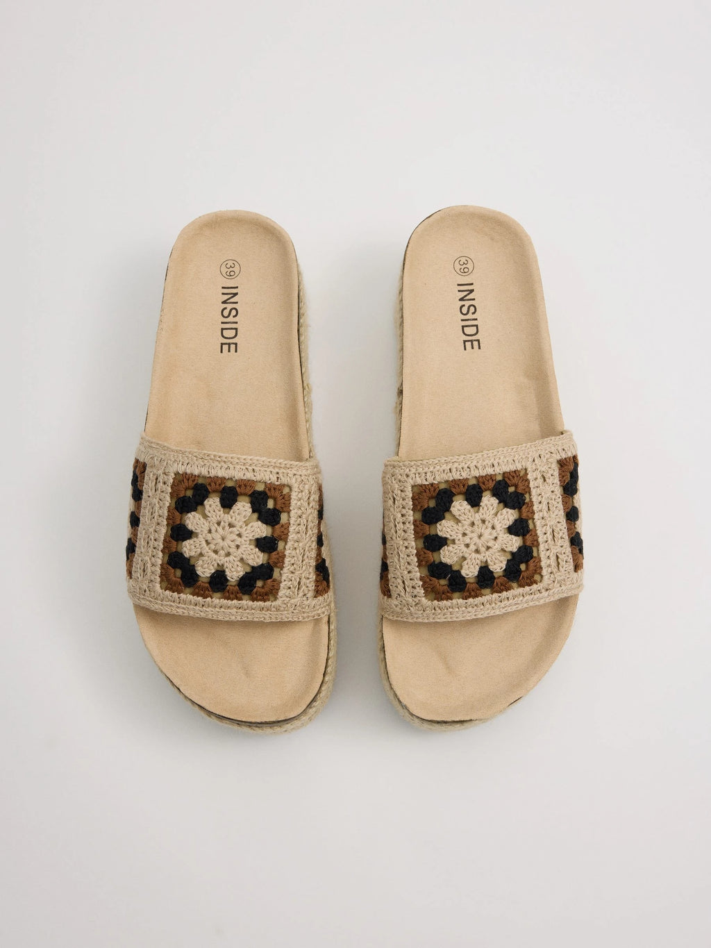 Jute sandals with crochet upper, 5 cm heel, bohemian style, ideal for summer looks inside